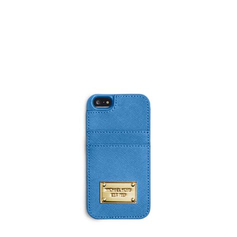 Michael Kors: Iphone 5 / 4S Powder Blue Saffiano Phone Case 